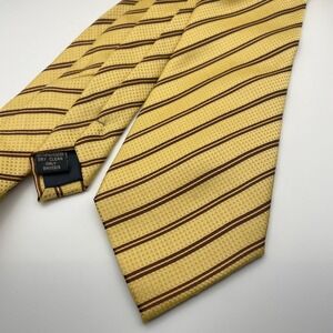 Luciano Versi Yellow Brown Stripe Textured Polyester Men's Necktie